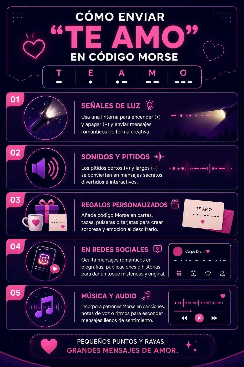 Hoe je IK HOU VAN JOU in morse code verstuurt — infographic